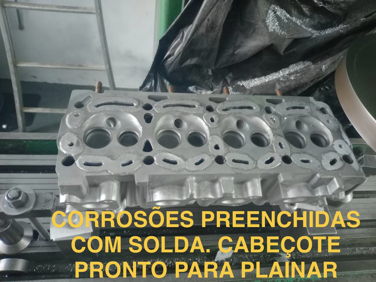 Cabeçote com corrosões preenchidas com solda